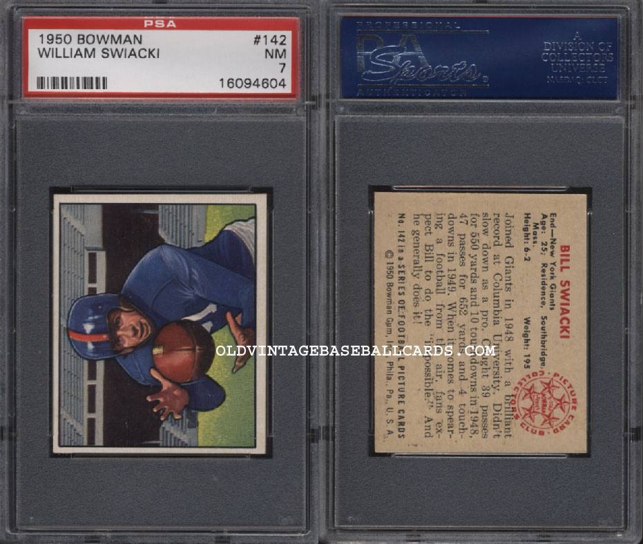 1950 Bowman #142 William Swiacki - NY Giants