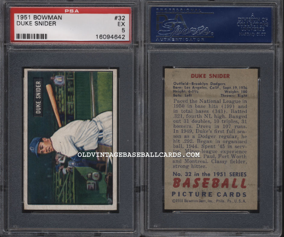 1951 Bowman #032 Duke Snider - Dodgers larger image