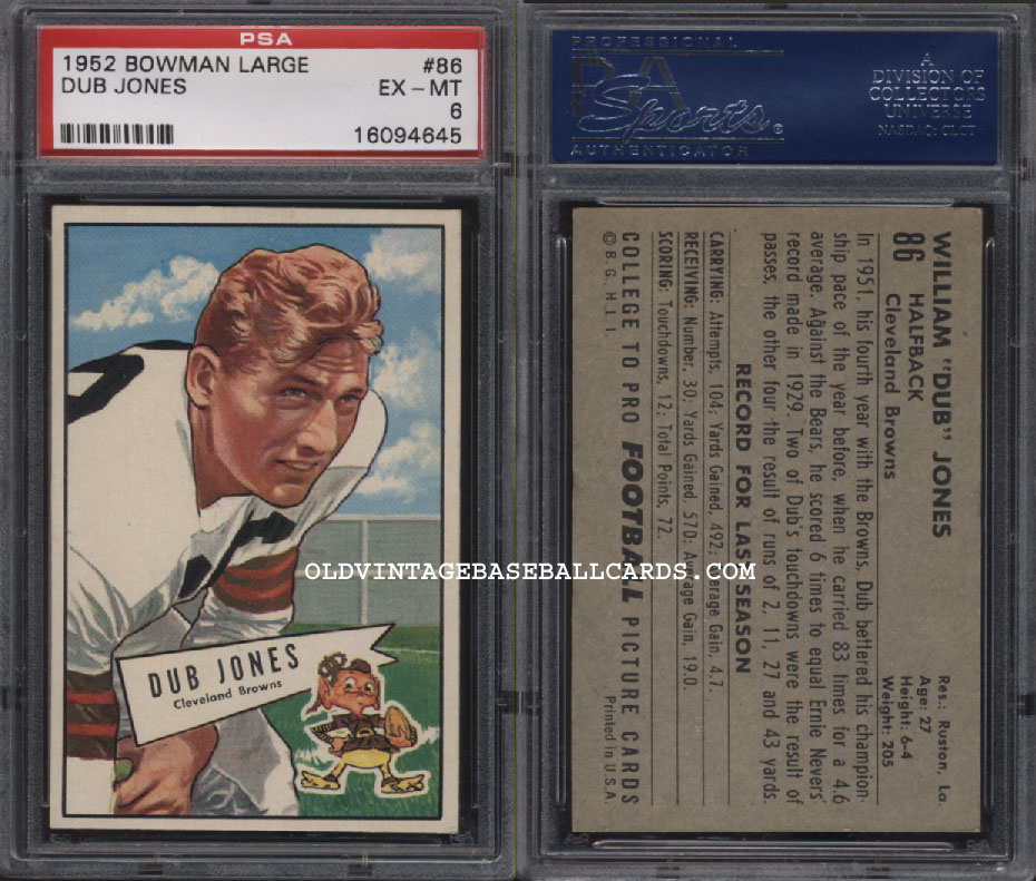 1952 Bowman Large #086 Dub Jones - Browns
